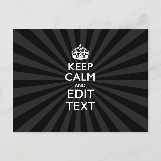 Postal MANTENER CALMA y su texto sobre Sunburst (Anverso)