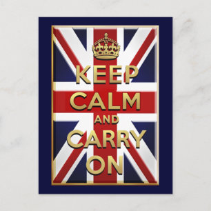Postal Mantener la calma bandera británica