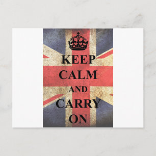 Postal Mantener La Calma En La Bandera Británica