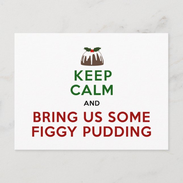 Postal Mantener la calma Figgy Pudding (Anverso)
