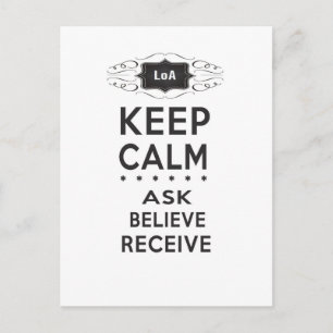 Postal Mantener la calma - Preguntar, creer, recibir post