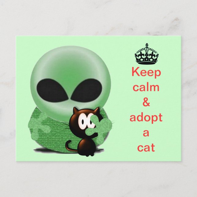 Postal Mantener la calma y adoptar un gato (Anverso)