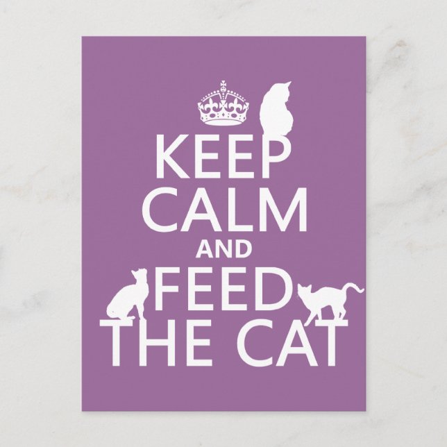 Postal Mantener la calma y alimentar al gato (Anverso)