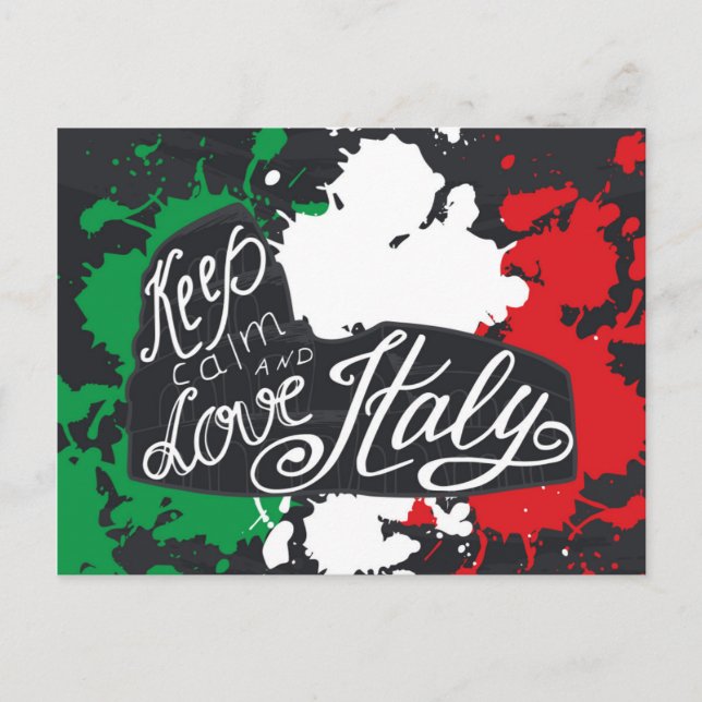 Postal Mantener la calma y amar a Italia (Anverso)