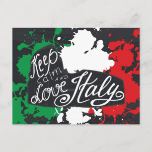 Postal Mantener la calma y amar a Italia