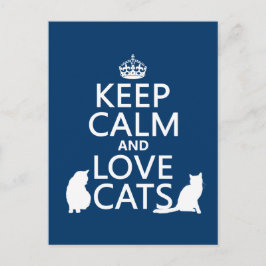 Postal Mantener la calma y amar a los gatos