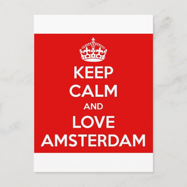 Postal Mantener la calma y amar Ámsterdam (Anverso)