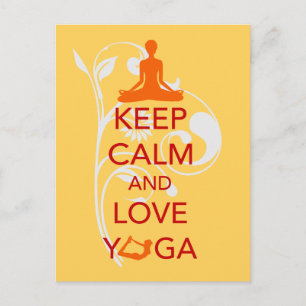 Postal Mantener la calma y amar el yoga - diseño único y 