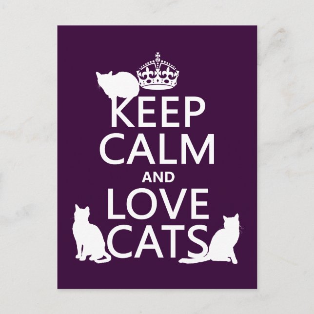 Postal Mantener la calma y amar los gatos (en cualquier c (Anverso)