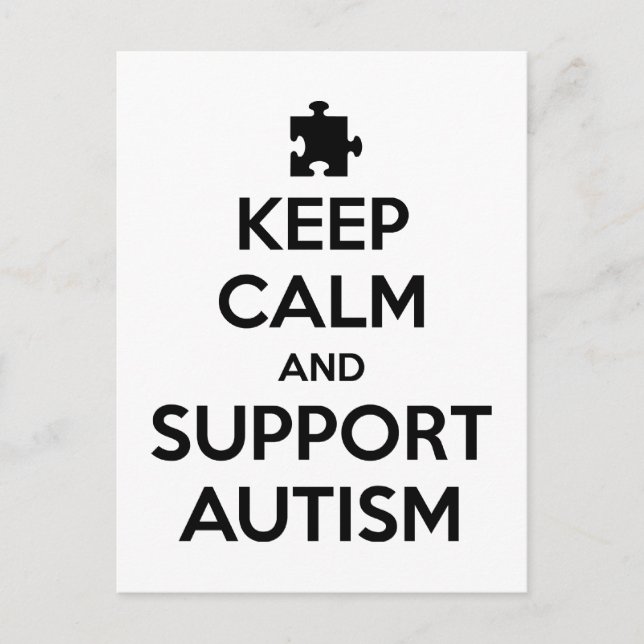 Postal Mantener La Calma Y Apoyar El Autismo (Anverso)