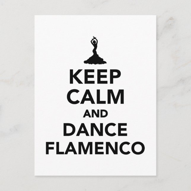 Postal Mantener la calma y bailar flamenco (Anverso)
