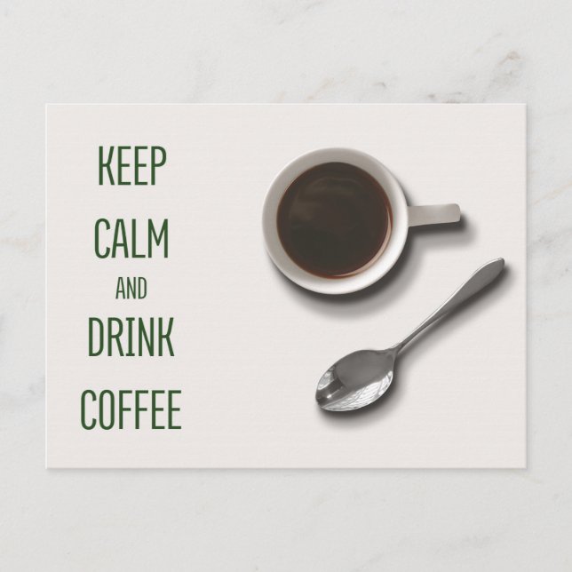 Postal Mantener la calma y beber café (Anverso)