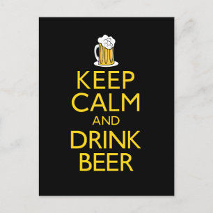Postal Mantener la calma y beber cerveza