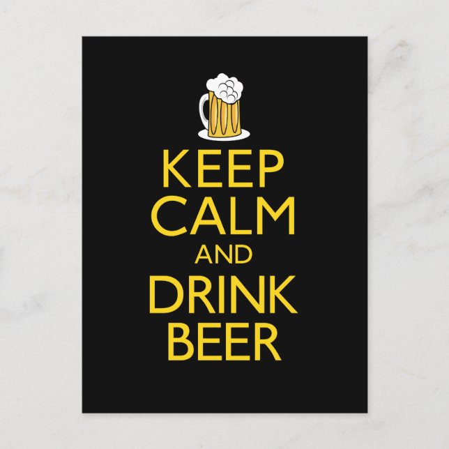 Postal Mantener la calma y beber cerveza (Anverso)