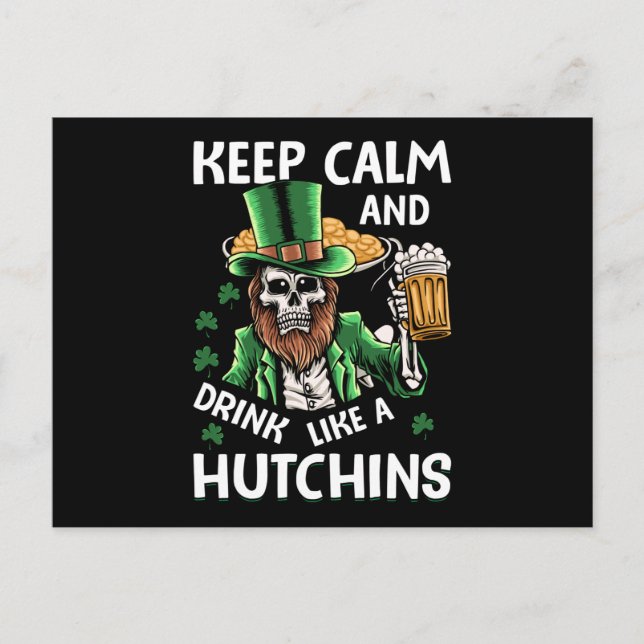 Postal Mantener la calma y beber como Hutchins St Patrick (Anverso)