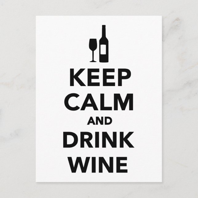 Postal Mantener la calma y beber vino (Anverso)