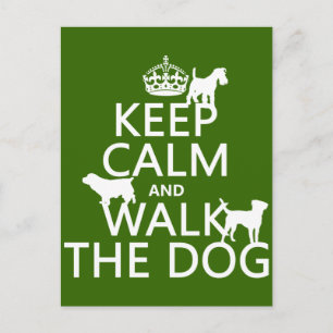Postal Mantener la calma y caminar por el perro - todos l