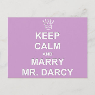 Postal Mantener la calma y casarse con el Sr. Darcy - Pos