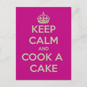 Postal mantener la calma y cocinar un pastel