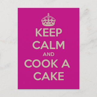 Postal mantener la calma y cocinar un pastel