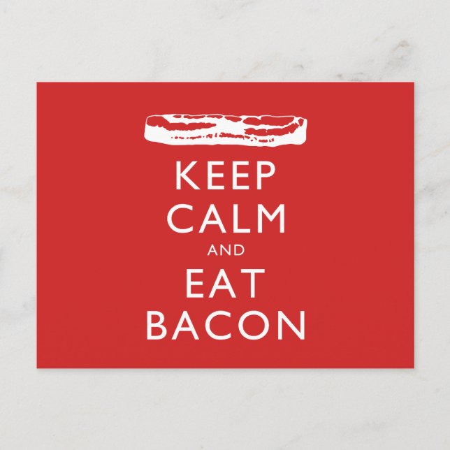 Postal Mantener la calma y comer bacon (Anverso)