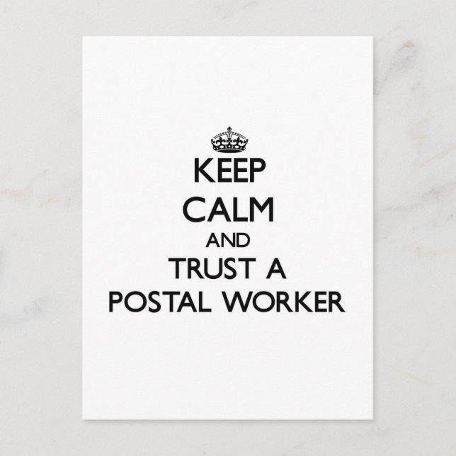 Postal Mantener la calma y confiar en un trabajador posta (Anverso)