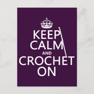 Postal Mantener la calma y el crochet