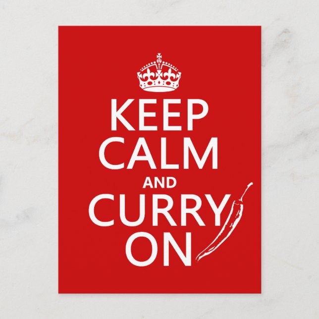 Postal Mantener la calma y el curry encendidos (Anverso)