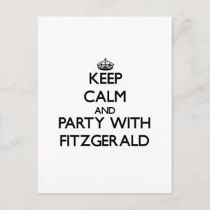 Postal Mantener la calma y el Fiesta con Fitzgerald