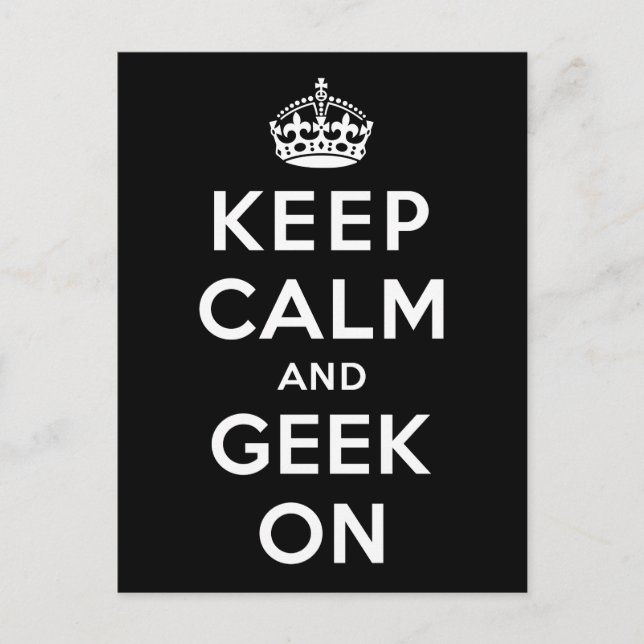 Postal Mantener la calma y el geek activado (Anverso)