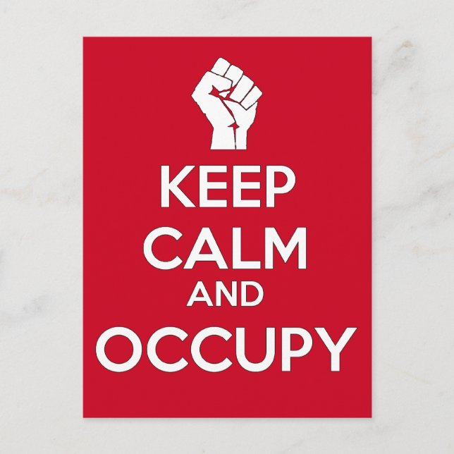 Postal Mantener la calma y el Occupy (versión 2) (Anverso)