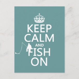 Postal Mantener la calma y el pescado activado (todos los