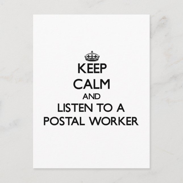Postal Mantener la calma y escuchar a un trabajador posta (Anverso)