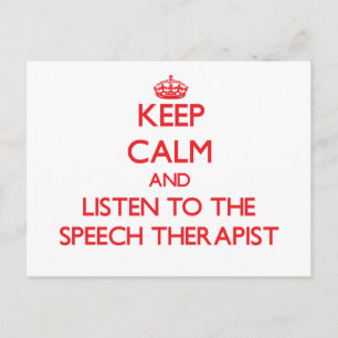 Postal Mantener la calma y escuchar al terapeuta del habl