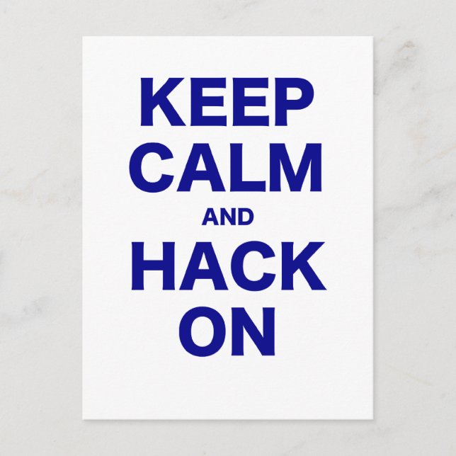 Postal Mantener la calma y hackear (Anverso)