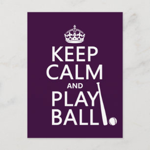 Postal Mantener la calma y jugar al béisbol (cualquier co