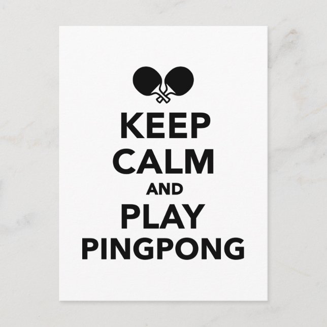 Postal Mantener la calma y jugar Ping Pong (Anverso)