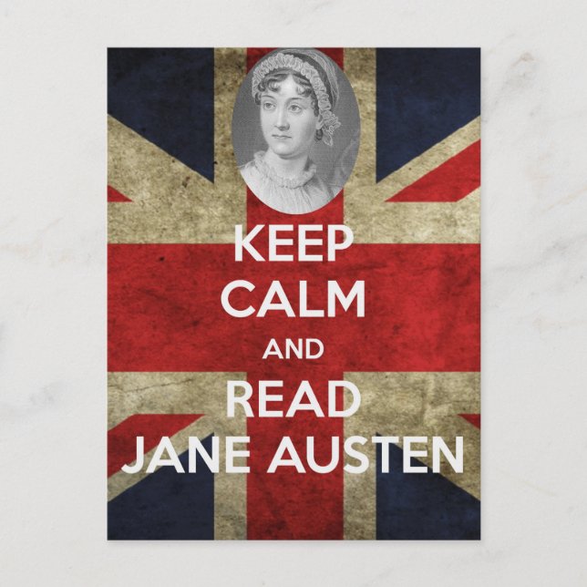 Postal Mantener la calma y leer a Jane Austen (Anverso)
