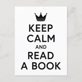 Postal Mantener la calma y leer un libro