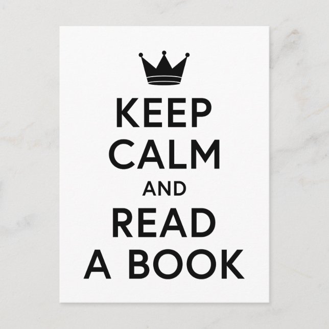 Postal Mantener la calma y leer un libro (Anverso)