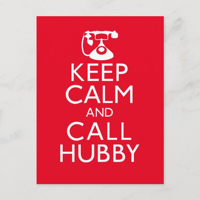 Postal Mantener la calma y llamar a Hubby (Anverso)
