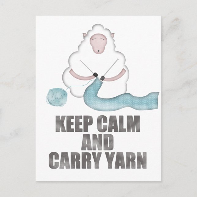 Postal Mantener la calma y llevar yarn (Anverso)