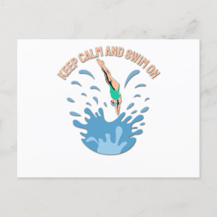 Postal Mantener la calma y nadar encendida - Diseño de lo