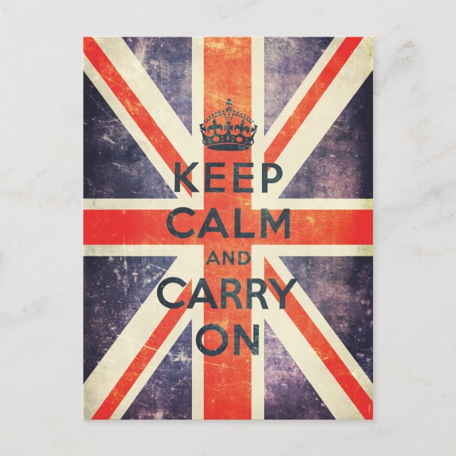 Postal mantener la calma y seguir con la bandera de Union (Anverso)