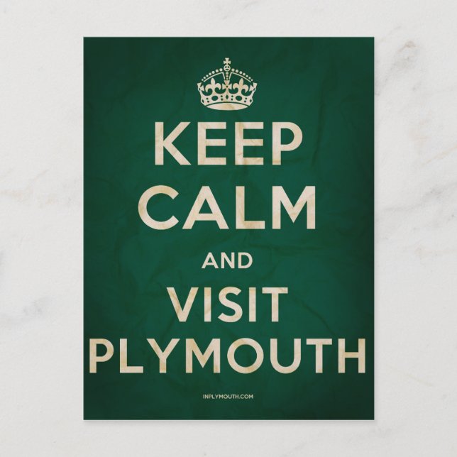 Postal Mantener la calma y visitar Plymouth (Anverso)