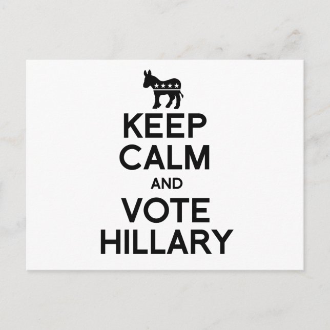 Postal MANTENER LA CALMA Y VOTAR A HILLARY.png (Anverso)