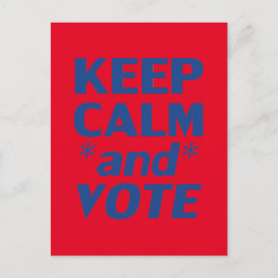 Postal Mantener la calma y votar por la tipografía modern