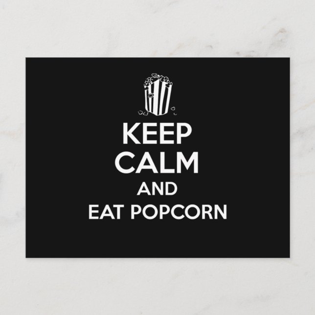 Postal Mantener La Tranquilidad Y Comer Popcorn Imprimir  (Anverso)