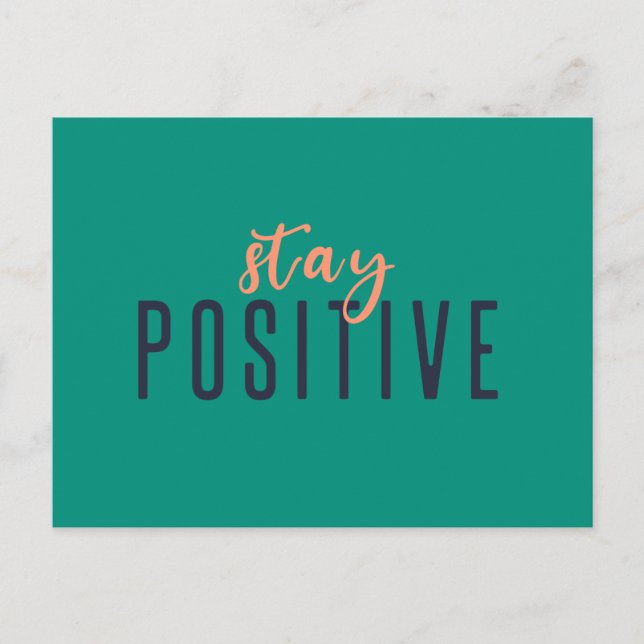 Postal Mantener positivo | Cita moderna de Naranja verde (Anverso)