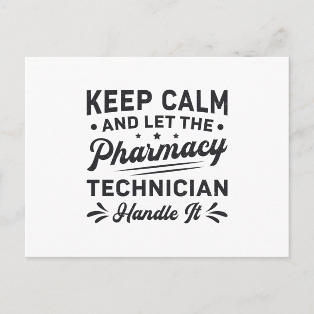 Postal Mantener tranquilo al técnico de farmacia Funny Fa (Anverso)